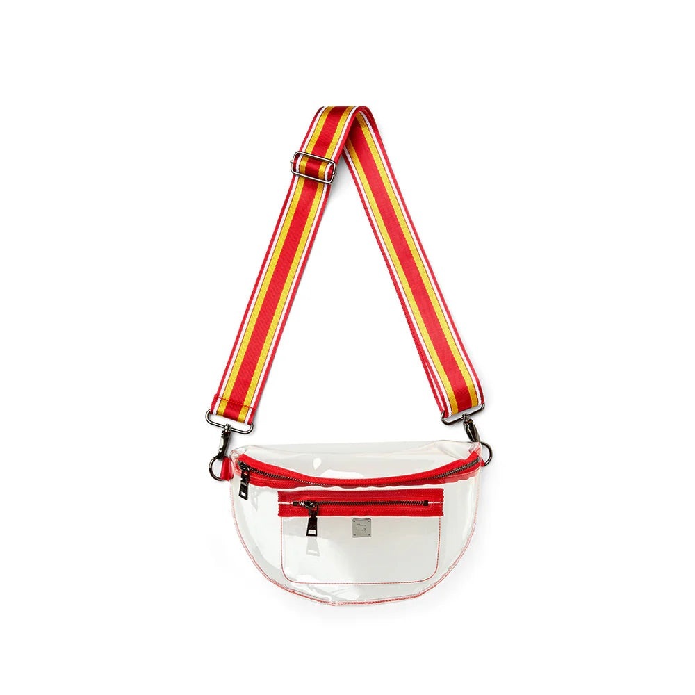 Chiefs Think Royln Womens Clear Stadium Crossbody Bag Red Gold Stripes KC $128